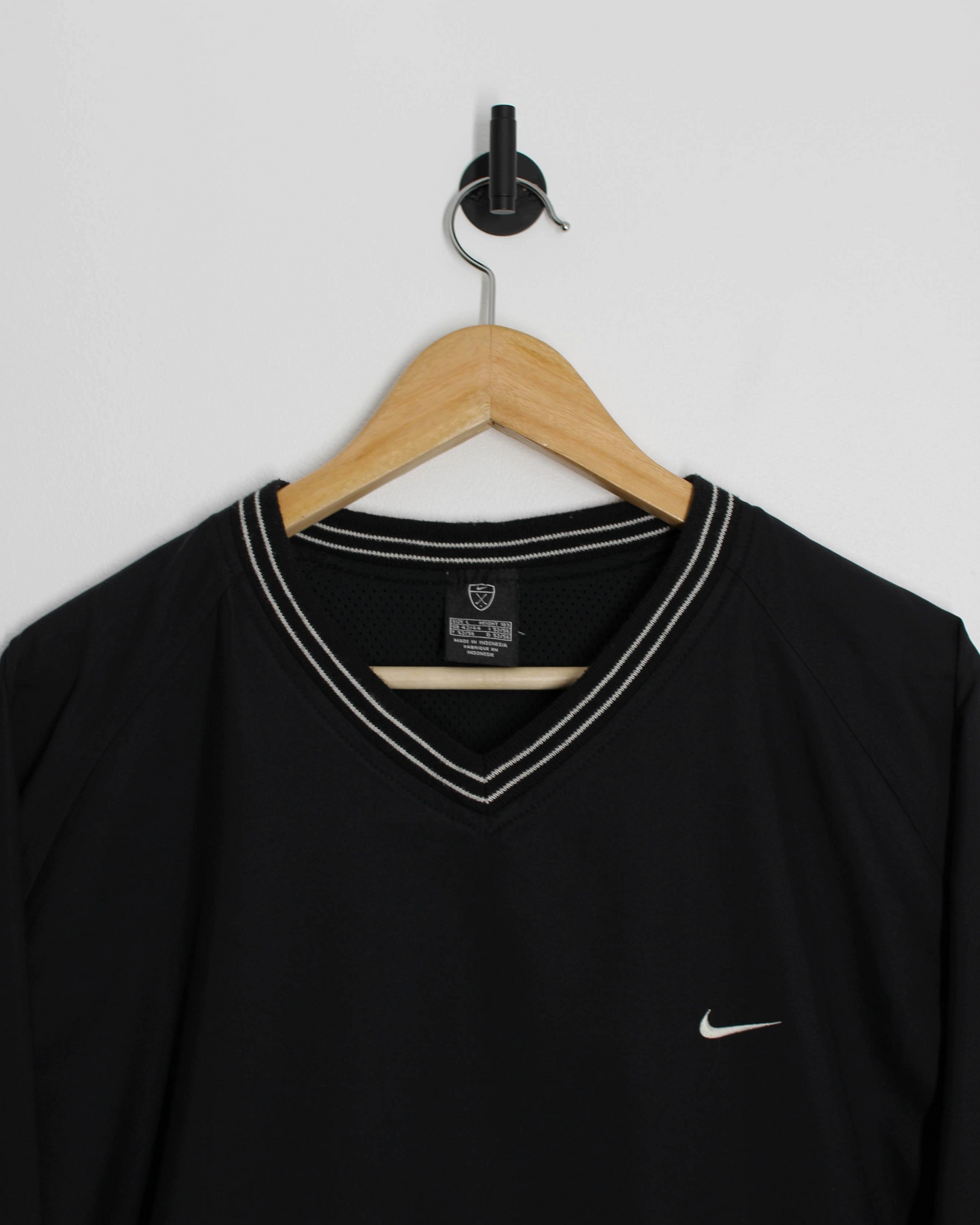 00s Nike Black/White V-Neck Windbreaker (L)