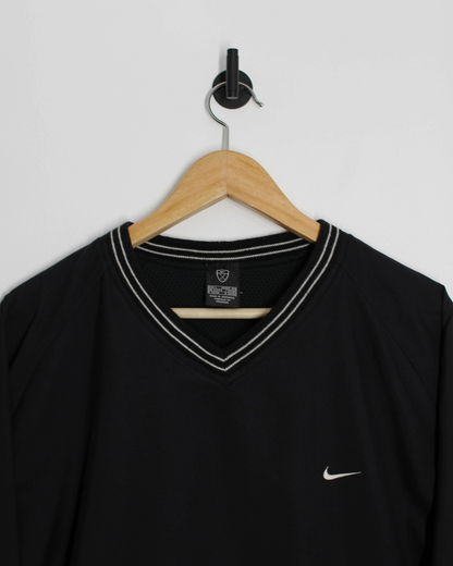 00s Nike Black/White V-Neck Windbreaker (L)