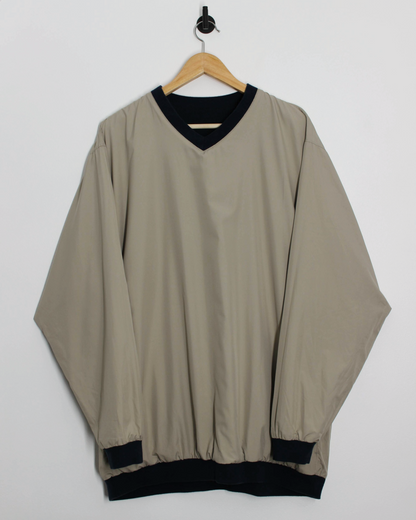 00s Nike Navy/Cream Reversible V-Neck Jumper/Windbreaker (XXL)