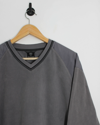 00s Nike Grey V-Neck Pullover Fleece (L)