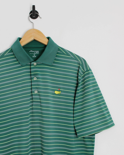 Modern Masters Tech Dark Green Striped Polo-Shirt (M)