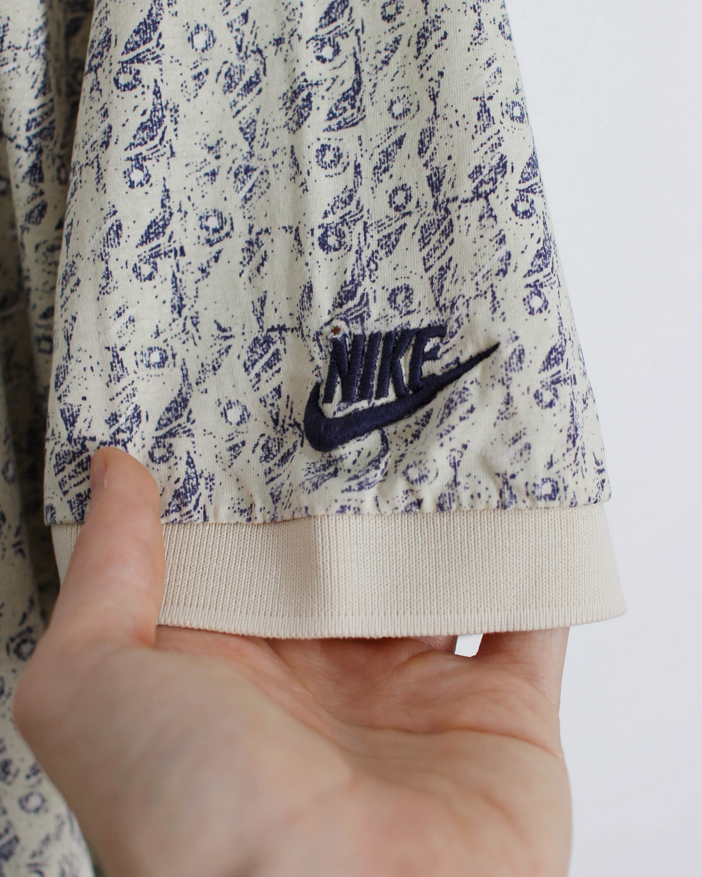 90s Nike Golf Abstract Beige/Blue Polo-Shirt (M)