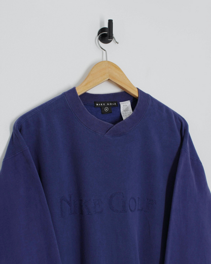 90s Nike Golf Spellout Navy Crewneck Sweatshirt (S)