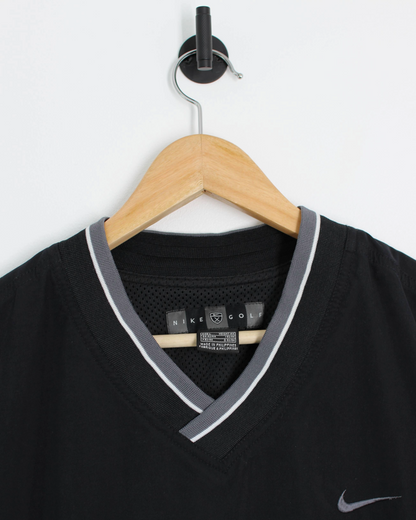 00s Nike Black/Grey V-Neck Windbreaker (L)