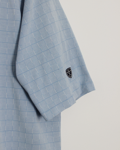 00s Nike Light Blue Chequered Polo-Shirt (L)