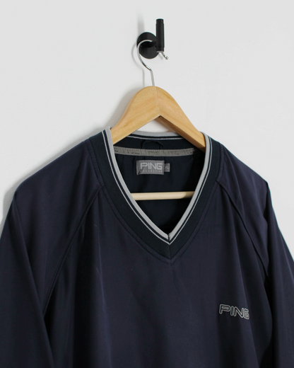 00s Ping Navy V-Neck Windbreaker (XL)