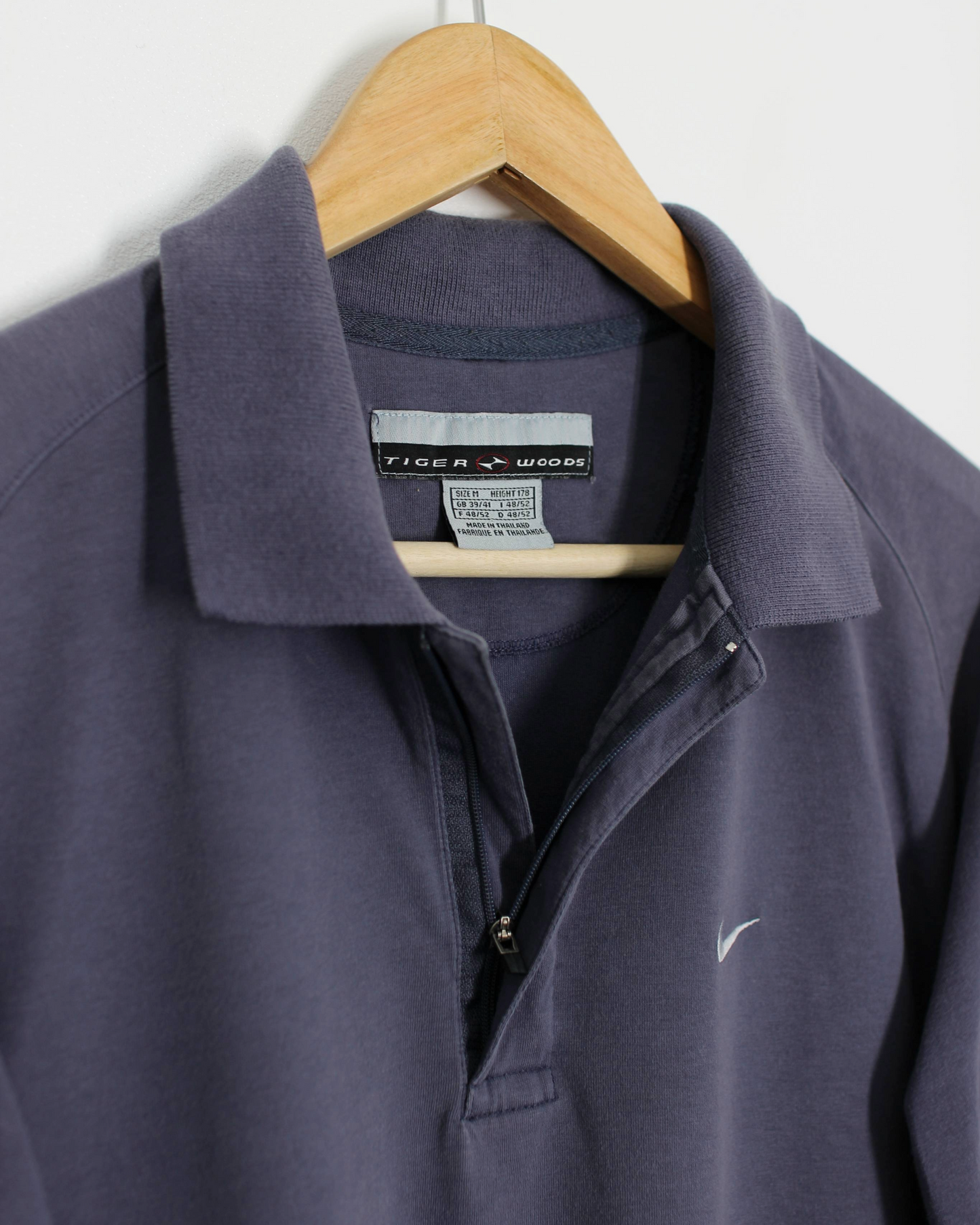 90s Nike Yin Yang Slate Blue Zipped Polo-Shirt (M)