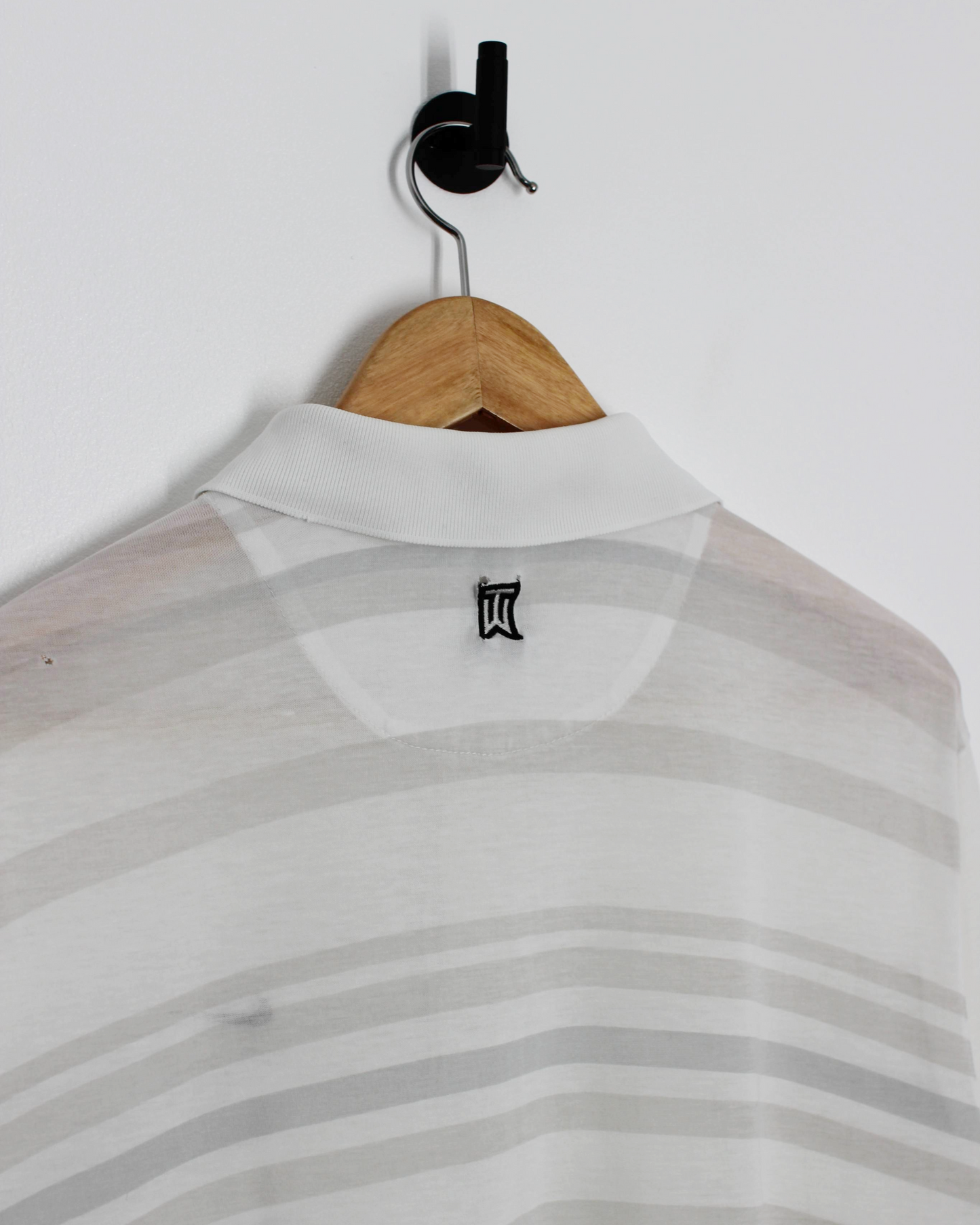 00s Nike Tiger White White Abstract Patterned Polo-Shirt (S)