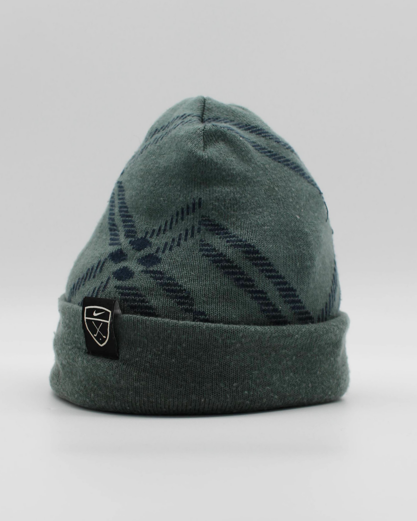 00s Nike Shield Logo Green Patterned Beanie Hat