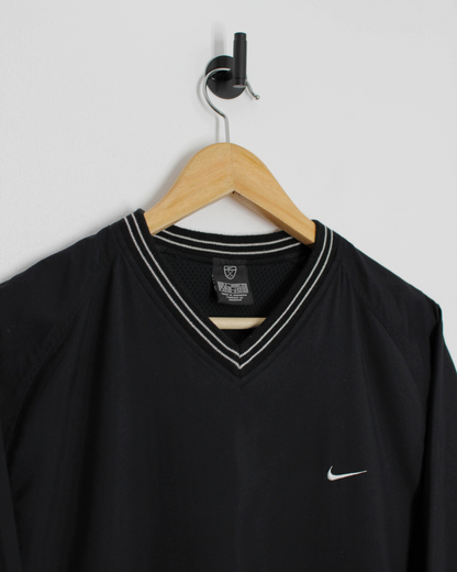00s Nike Black V-Neck Windbreaker (S)