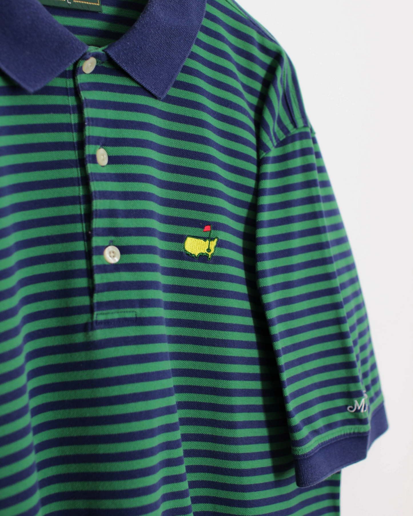 Masters Collection Green/Navy Striped Polo-Shirt (L)