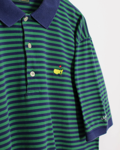 Masters Collection Green/Navy Striped Polo-Shirt (L)