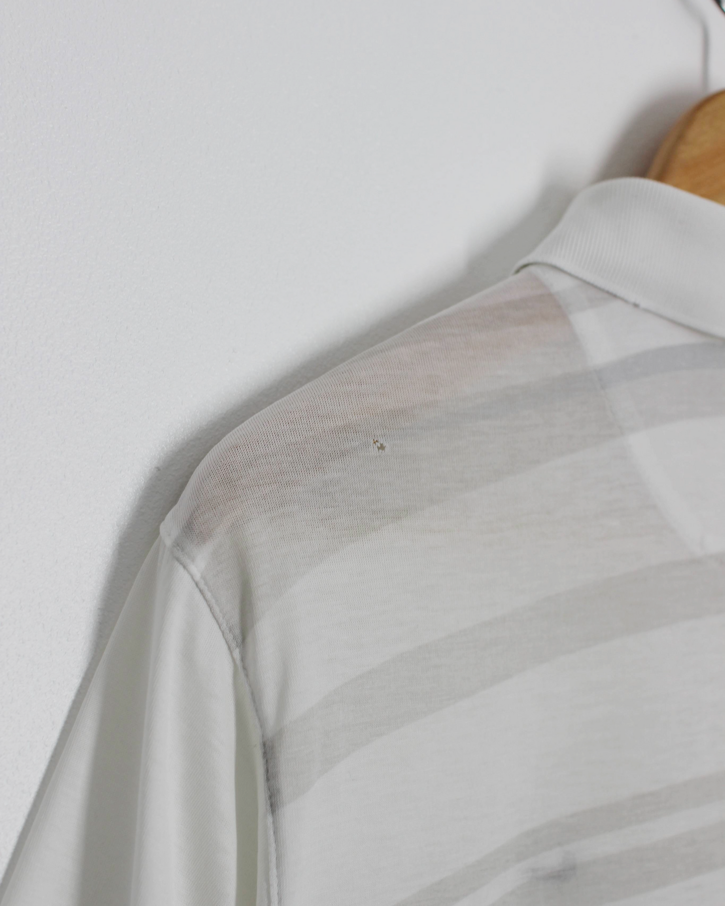 00s Nike Tiger White White Abstract Patterned Polo-Shirt (S)