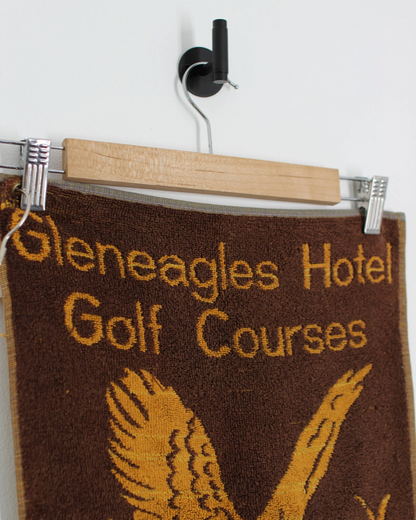 90s Gleneagles Brown/Orange Golf Towel with Clip
