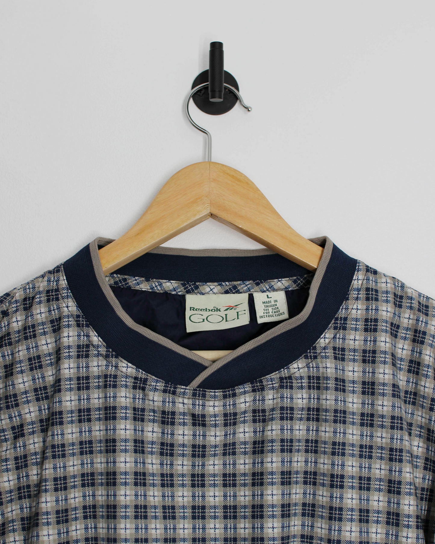 90s Reebok Plaid Crewneck Windbreaker (L)