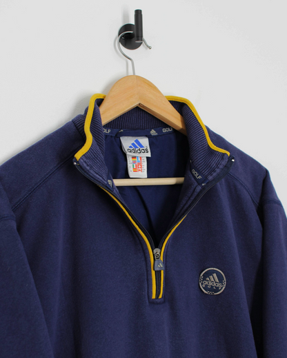 00s Adidas Navy/Yellow Quarter Zip Jumper (XS/S)
