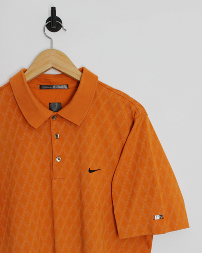 00s Nike Tiger Woods Orange Abstract Polo-Shirt (M)