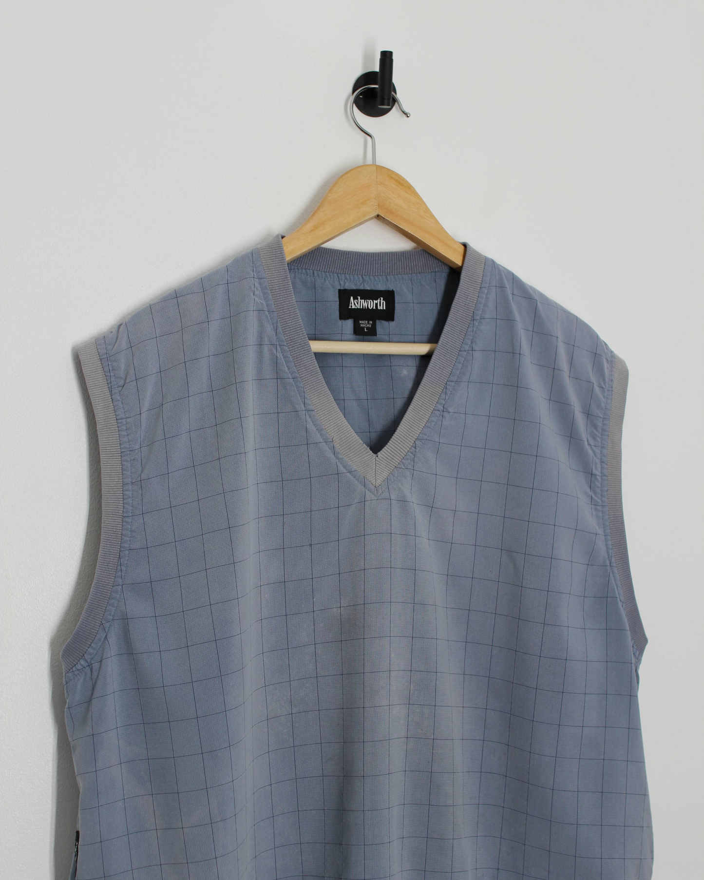 90s Ashworth Light Blue Chequered Golf Vest (L)