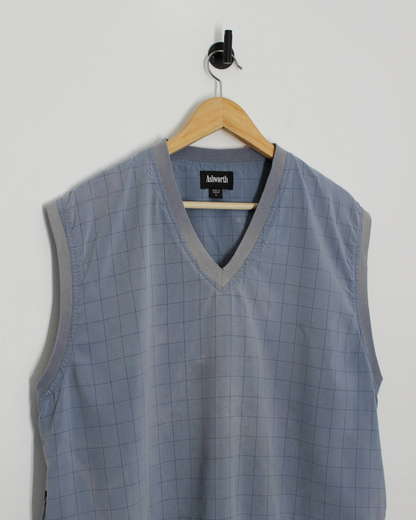 90s Ashworth Light Blue Chequered Golf Vest (L)