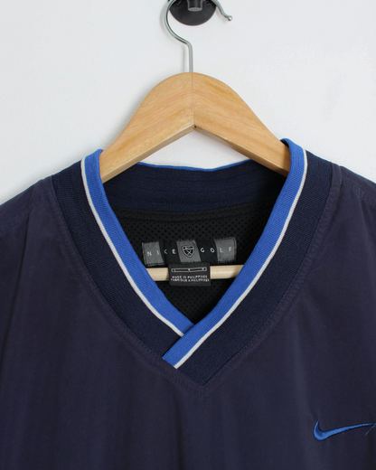 00s Nike Navy/Blue V-Neck Windbreaker (L)