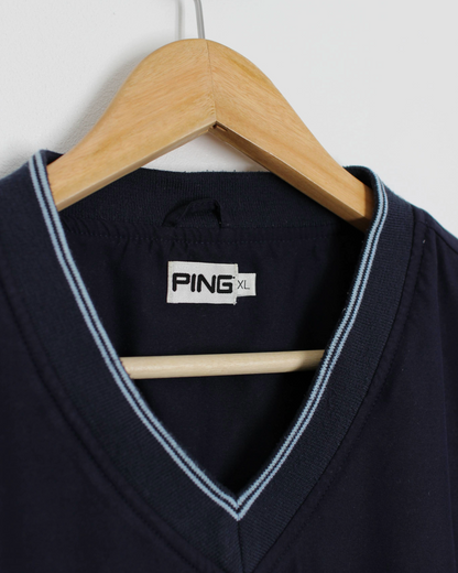 00s Ping Navy/Blue V-Neck Windbreaker (XL)