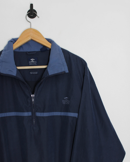 90s Pebble Beach Navy/Blue Quarter Zip Windbreaker (M)