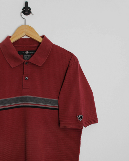 00s Nike Tiger Woods Deep Red Ribbed Polo-Shirt (M)