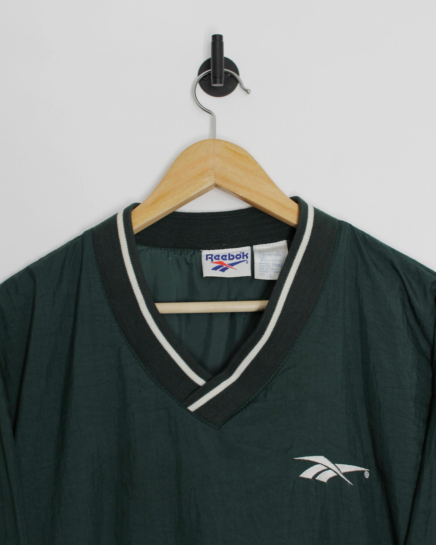 90s Reebok Green V-Neck Windbreaker (L)