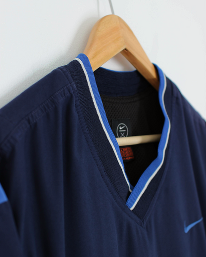 00s Nike Navy/Blue V-Neck Windbreaker (M)