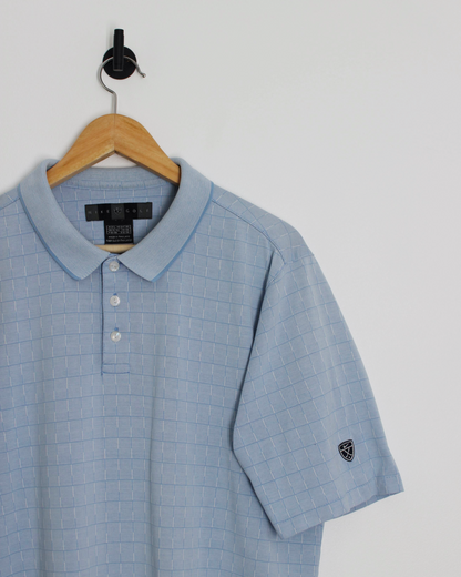 00s Nike Light Blue Chequered Polo-Shirt (L)