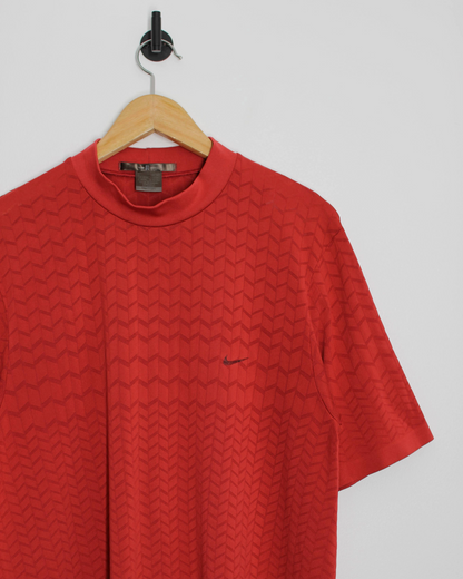 00s Nike Tiger Woods Red Patterned Mock Neck Golf Top (L)