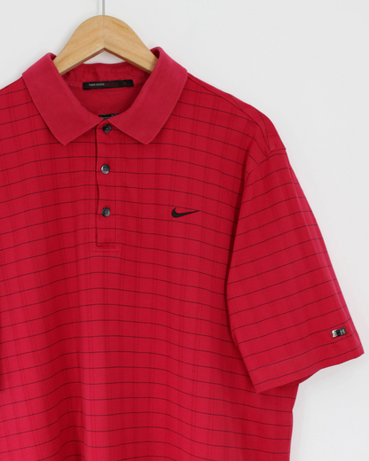 00s Nike Tiger Woods Red/Black Polo-Shirt (L)