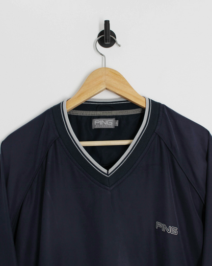 00s Ping Navy V-Neck Windbreaker (XL)