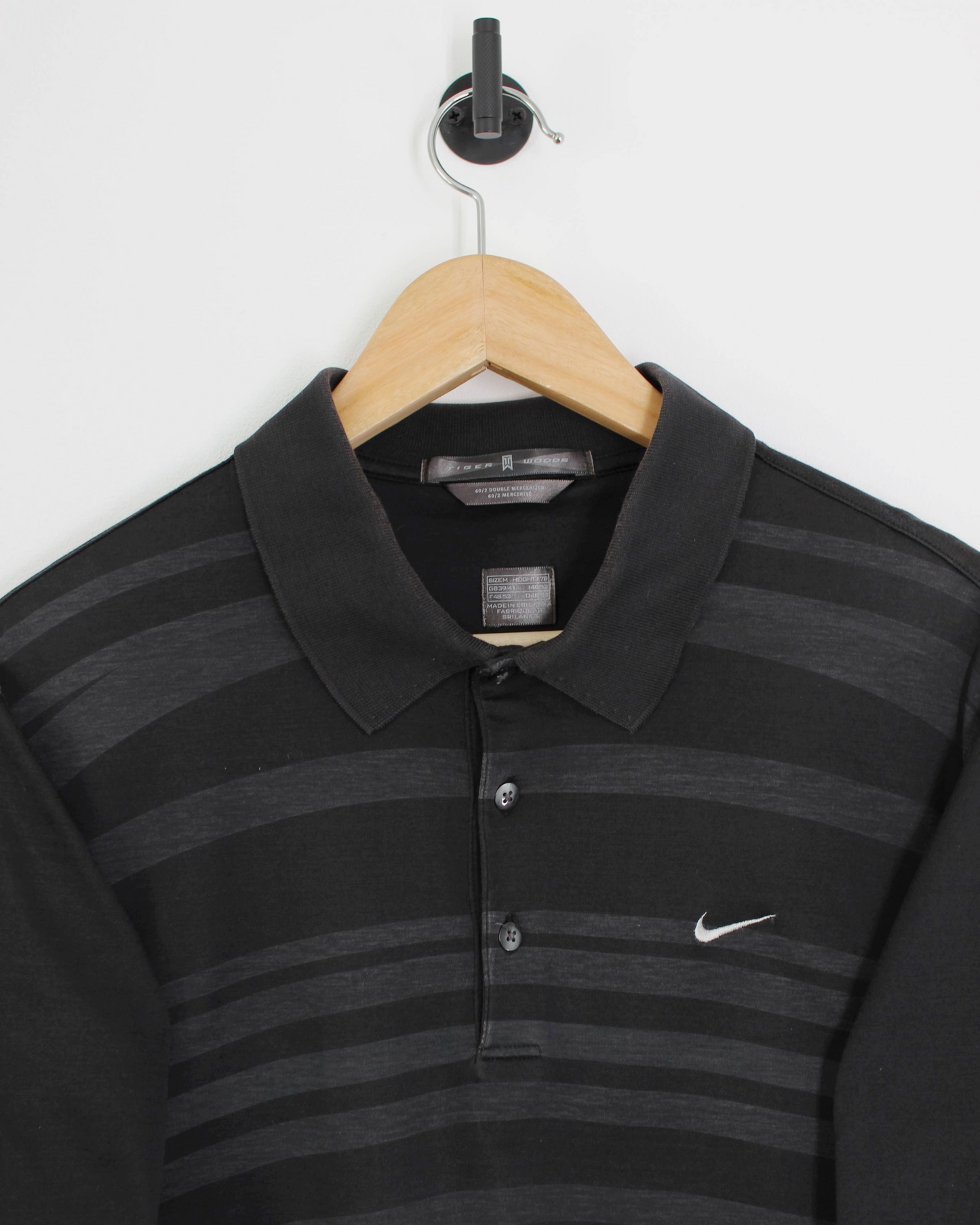00s Nike Tiger Woods Black Patterned Polo-Shirt (M)