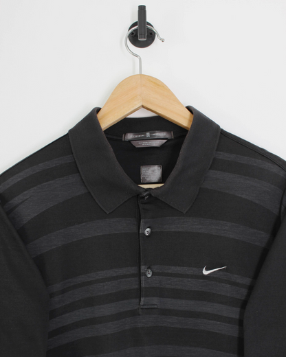 00s Nike Tiger Woods Black Patterned Polo-Shirt (M)