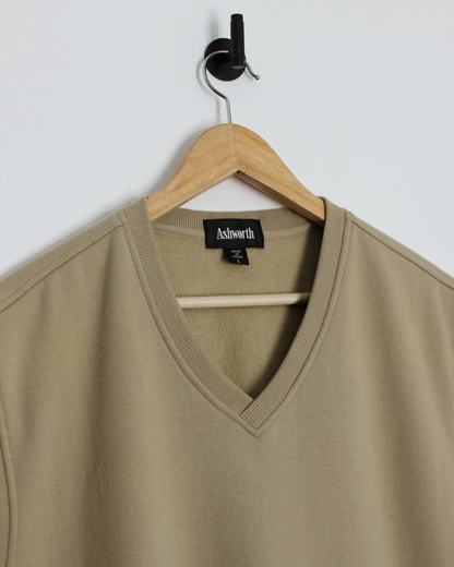 00s Ashworth Light Brown V-Neck Golf Vest (XL)