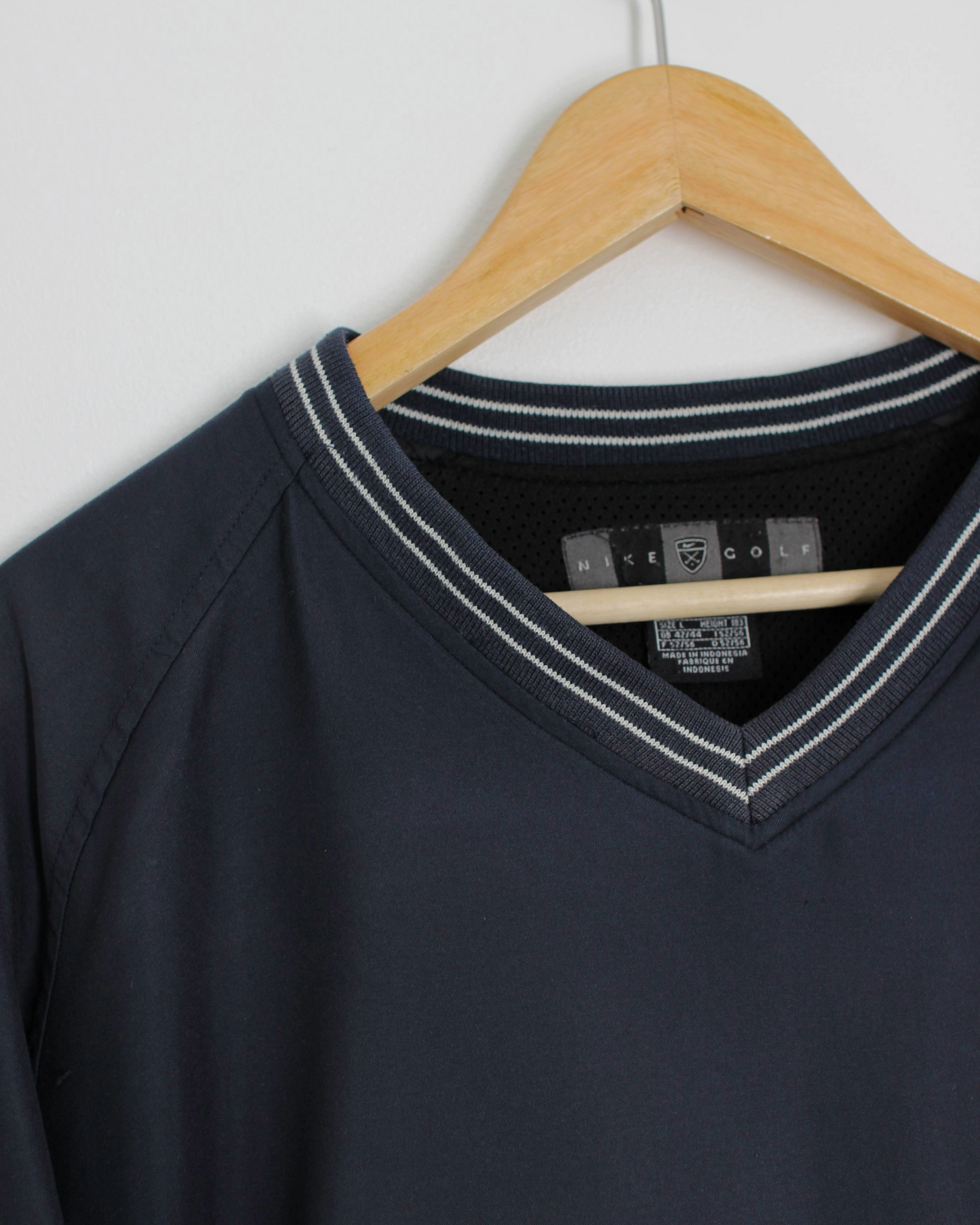 00s Nike Shield Logo Navy V-Neck Windbreaker (L)