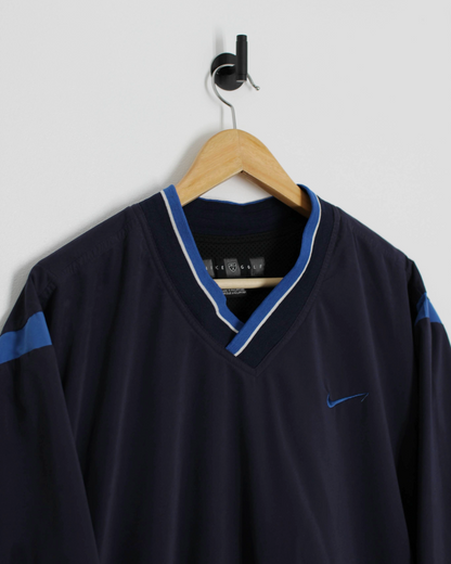 00s Nike Navy/Blue V-Neck Windbreaker (L)