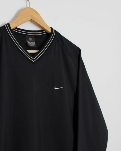 00s Nike Black V-Neck Windbreaker (S)