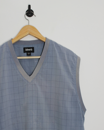 90s Ashworth Light Blue Chequered Golf Vest (L)