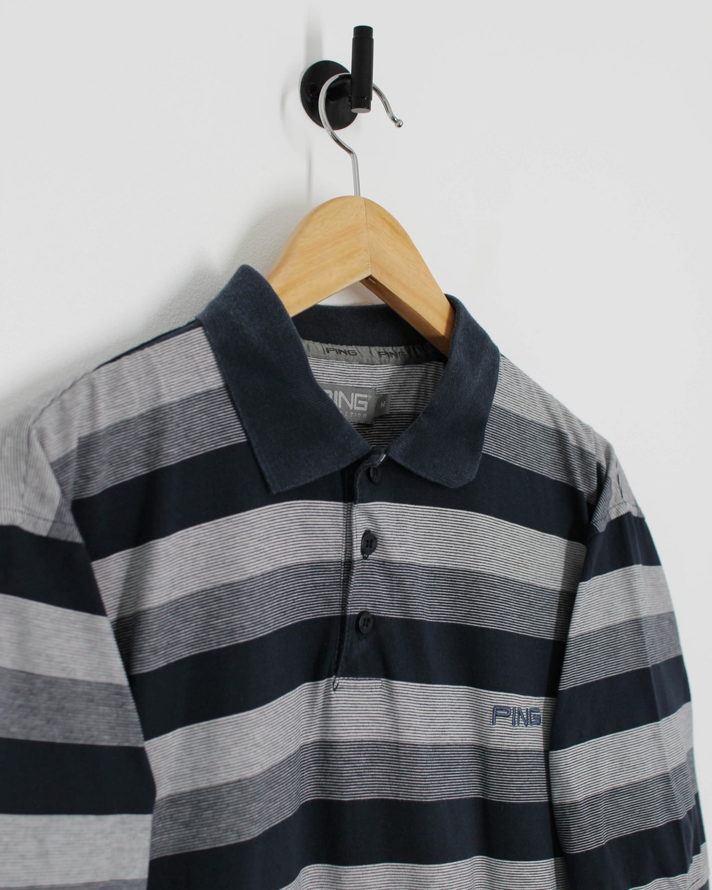 00s Ping Striped Polo-Shirt (M)