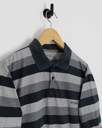 00s Ping Striped Polo-Shirt (M)