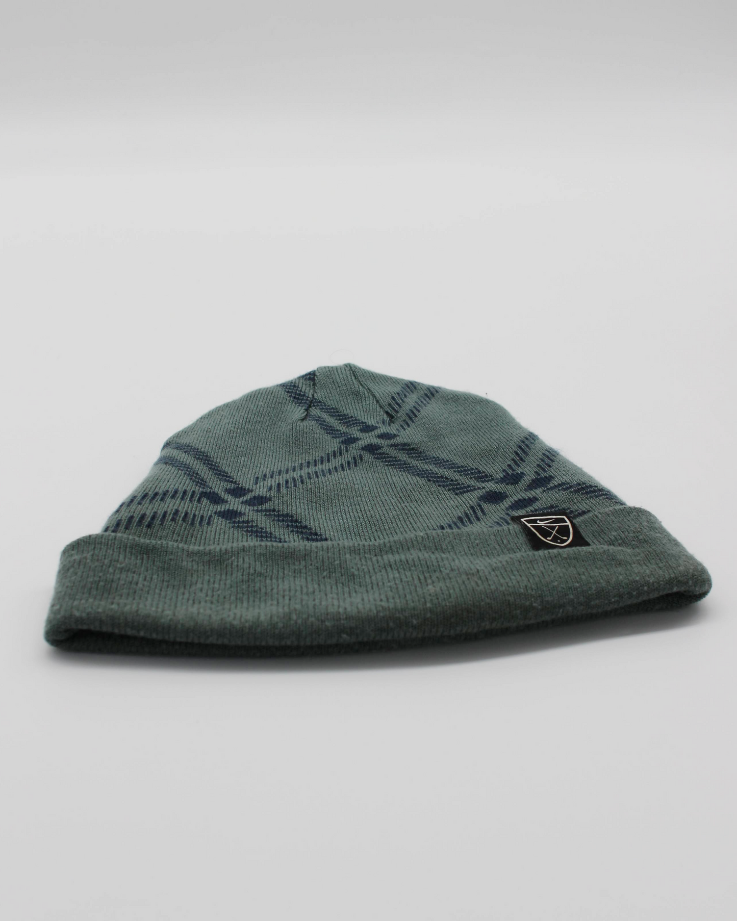 00s Nike Shield Logo Green Patterned Beanie Hat