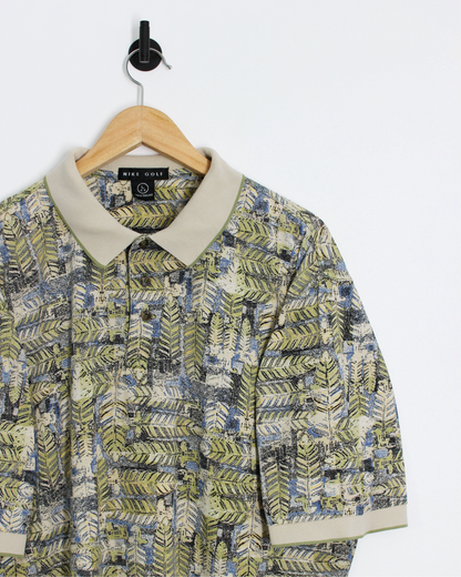 90s Nike Abstract Palm Leaf Polo-Shirt (L)