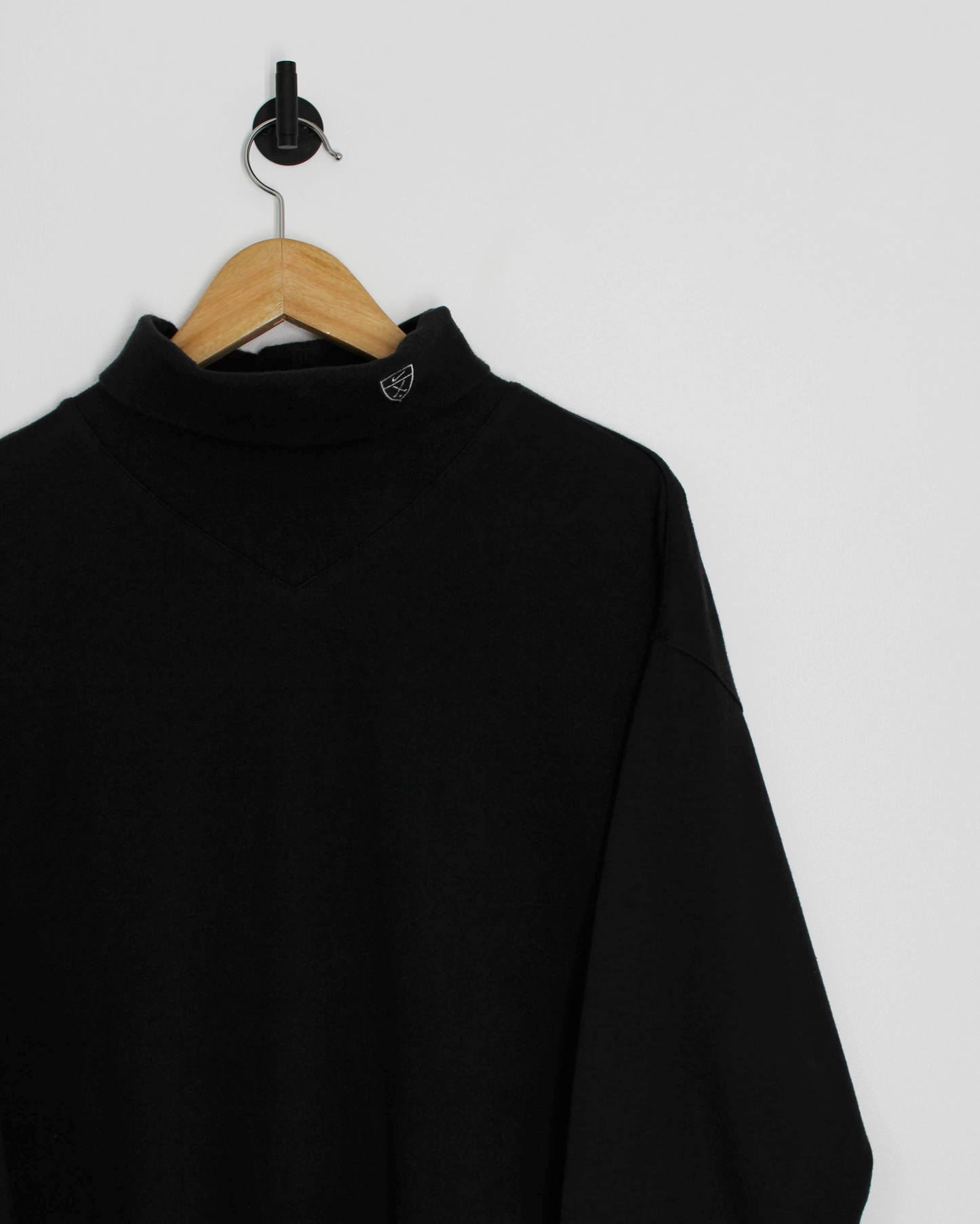 00s Nike Shield Logo Black Turtle Neck Long Sleeve Golf Top (L)