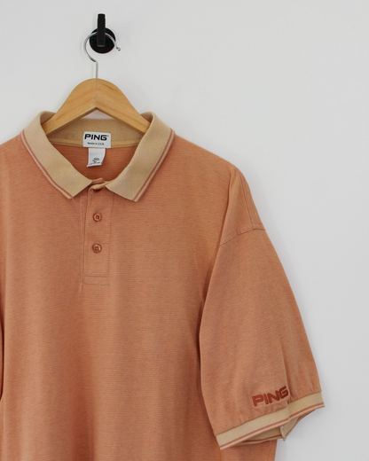 90s Ping Orange Cotton Polo-Shirt (XL)