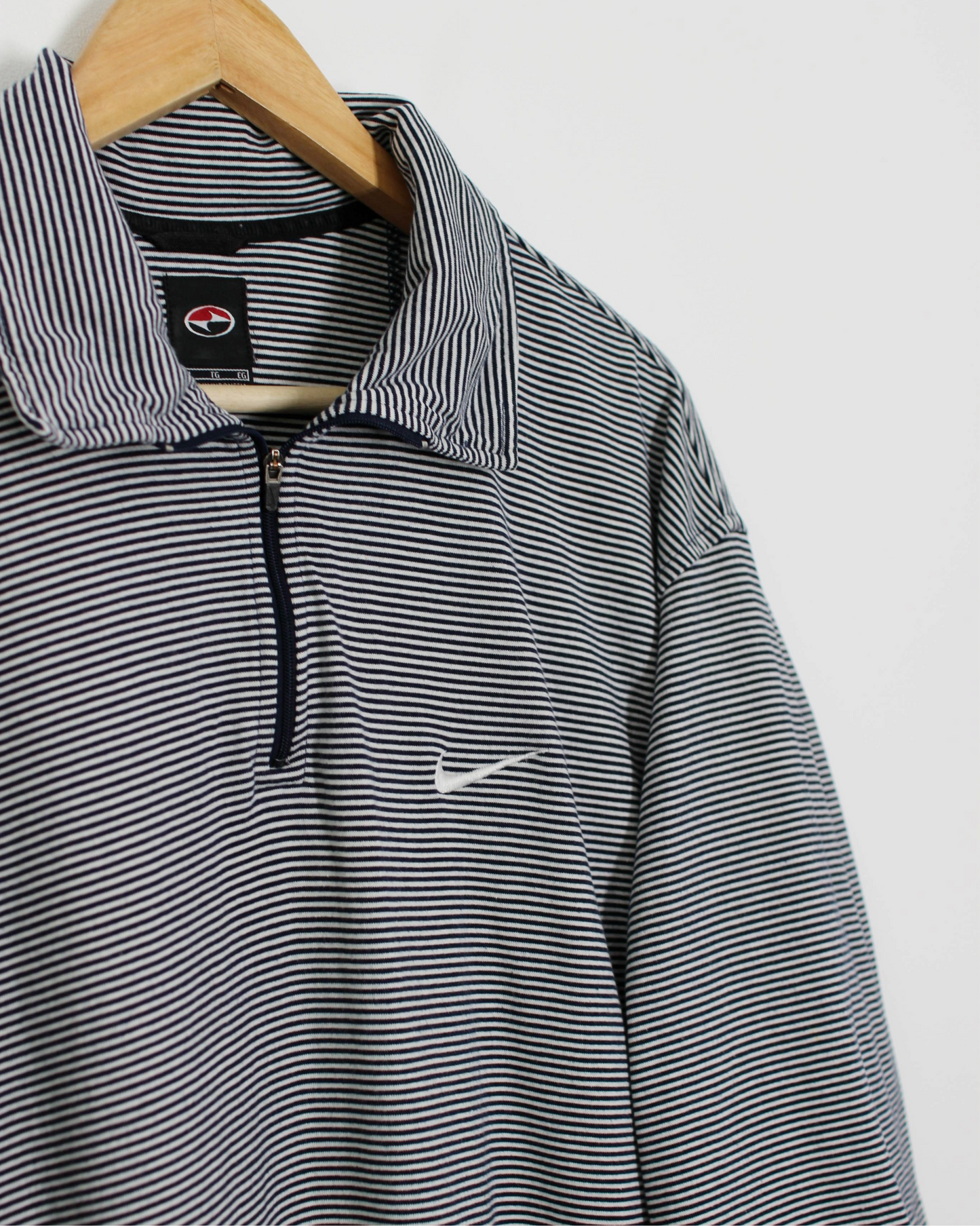 90s Nike Yin Yang White/Black Zipped Polo-Shirt (XL)