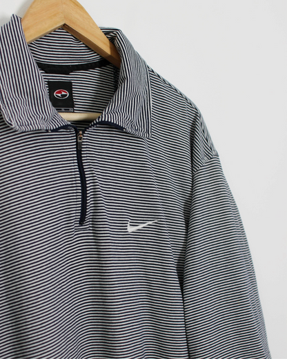 90s Nike Yin Yang White/Black Zipped Polo-Shirt (XL)