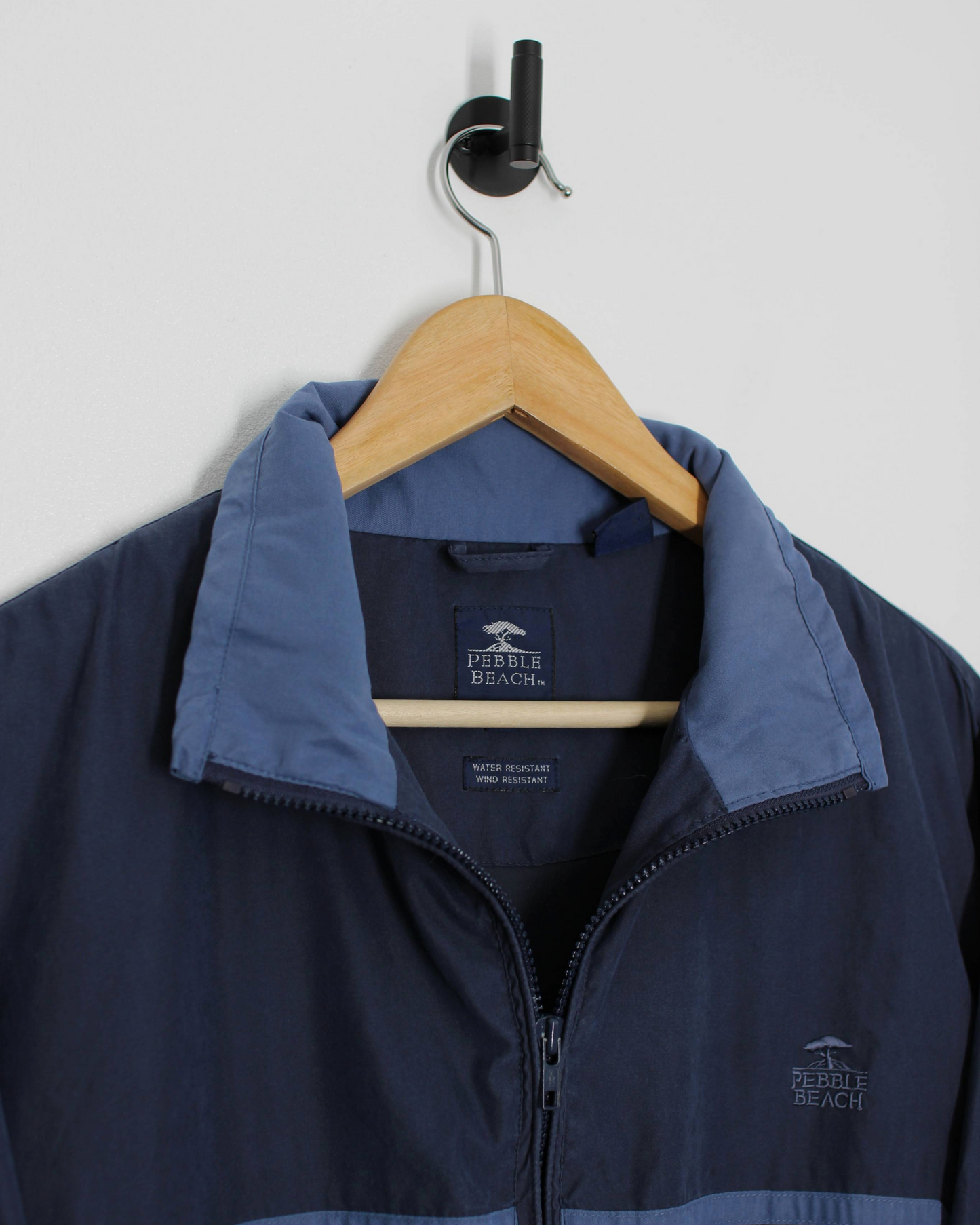 90s Pebble Beach Navy/Blue Quarter Zip Windbreaker (M)