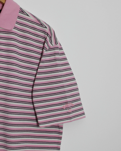 Callaway Pink/White Striped Polo-Shirt (M)